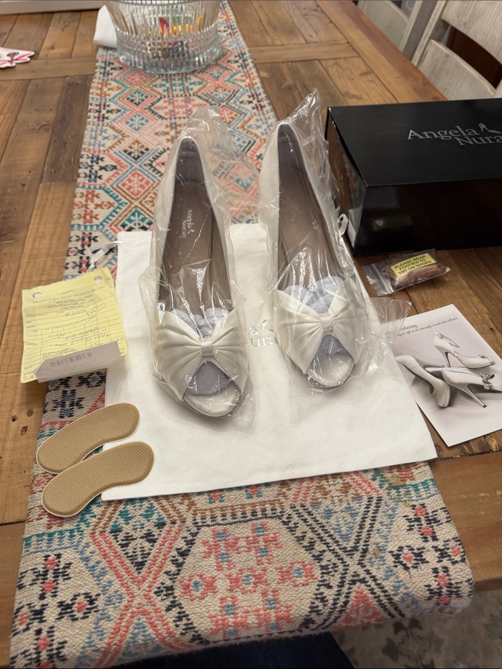 Angela Nuran Bridal Heels Ivory Satin NEW in Box Never Worn